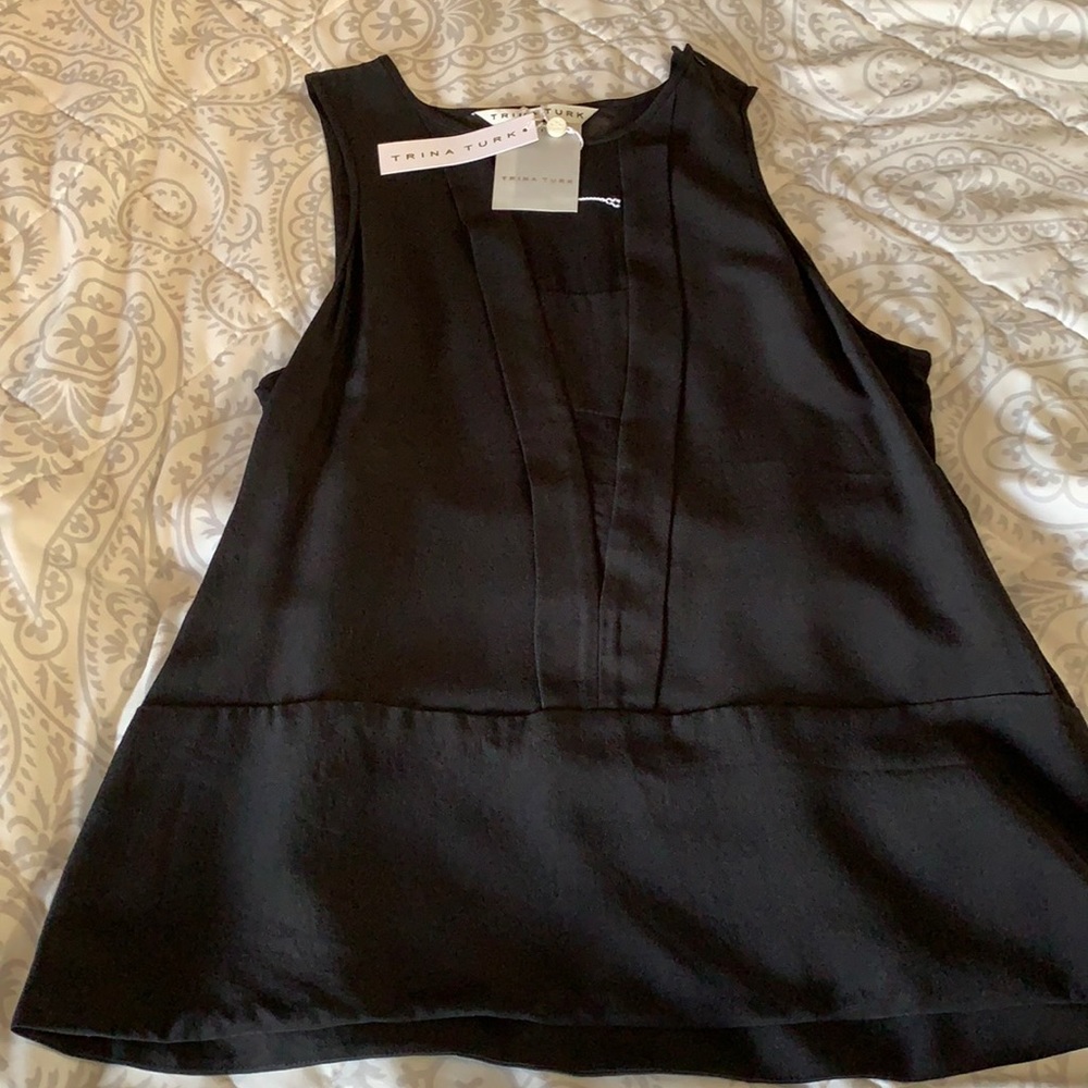 Trina Turk black sleeveless blouse